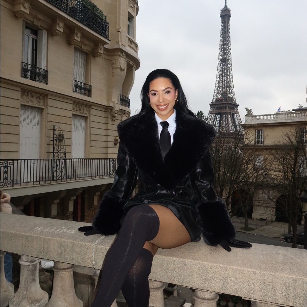 Elegant Black Faux Fur Women's Coat